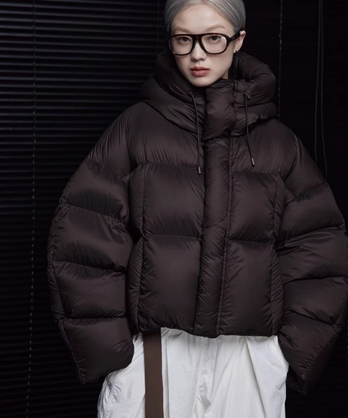 ADDITION STORE（アディションストア）の「【最終入荷】＼首周りまであったか♪／ フード付き パディングショートダウンジャケット / Short hooded padded down jacket (asdown)（ダウンジャケット/コート・レディース・ブラック/オフホワイト/ブラウン/ピンク・SMALL/MEDIUM）」の21枚目の写真