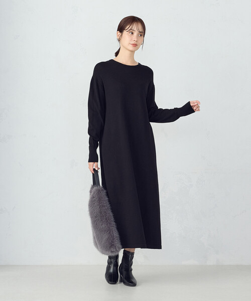 COMME CA ISM（コムサイズム）の「【ウォッシャブル】セットアイテム　ループベスト付きレイヤードワンピース（ワンピース・レディース・ブラック/ベージュ・FREE）」の17枚目の写真