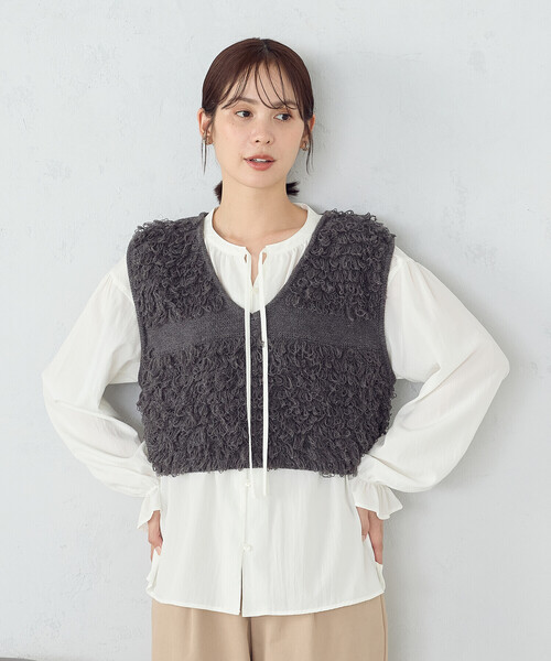 COMME CA ISM（コムサイズム）の「【ウォッシャブル】セットアイテム　ループベスト付きレイヤードワンピース（ワンピース・レディース・ブラック/ベージュ・FREE）」の20枚目の写真