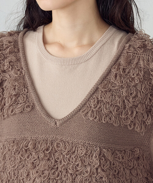 ウォッシャブル】セットアイテム ループベスト付きレイヤード