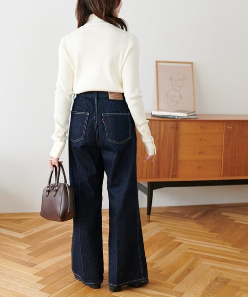 DISCOAT（ディスコート）の「センタープレスストレートデニムパンツ（デニムパンツ・レディース・ネイビー・SMALL/MEDIUM/LARGE）」の9枚目の写真