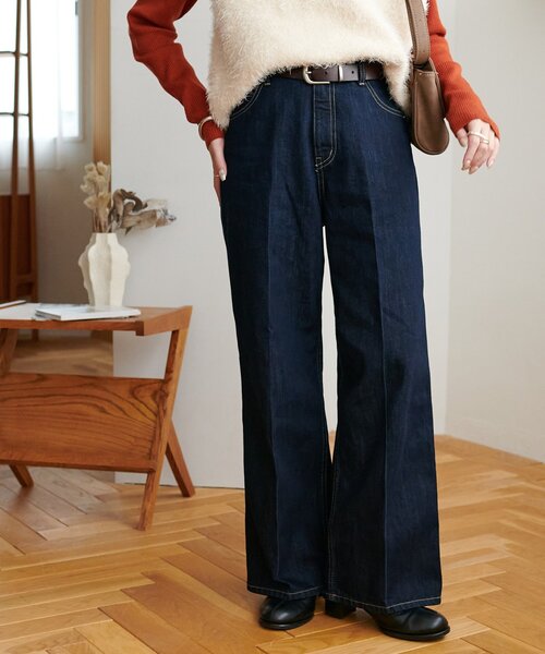 DISCOAT（ディスコート）の「センタープレスストレートデニムパンツ（デニムパンツ・レディース・ネイビー・SMALL/MEDIUM/LARGE）」の10枚目の写真