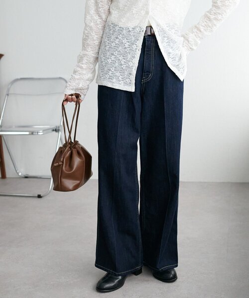 DISCOAT（ディスコート）の「センタープレスストレートデニムパンツ（デニムパンツ・レディース・ネイビー・SMALL/MEDIUM/LARGE）」の12枚目の写真