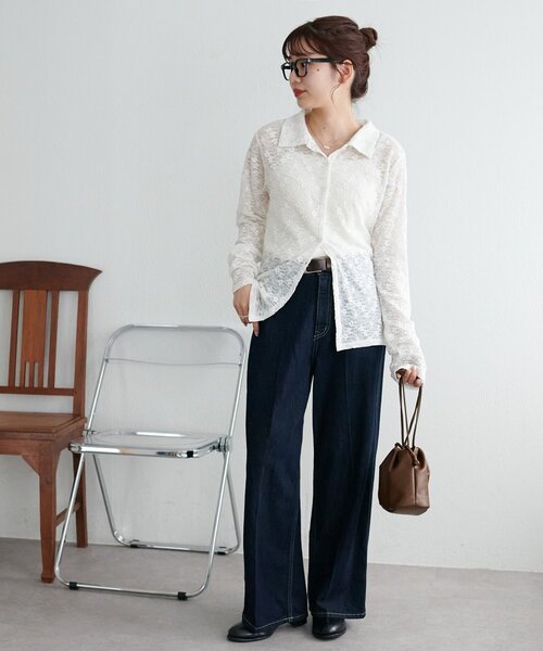 DISCOAT（ディスコート）の「センタープレスストレートデニムパンツ（デニムパンツ・レディース・ネイビー・SMALL/MEDIUM/LARGE）」の16枚目の写真