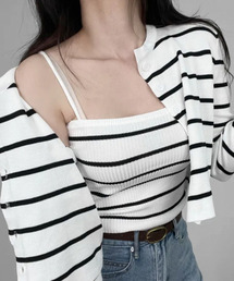 VIVID LADY(ビビッドレディー)のボーダー柄リブニットアンサンブル(アンサンブル)