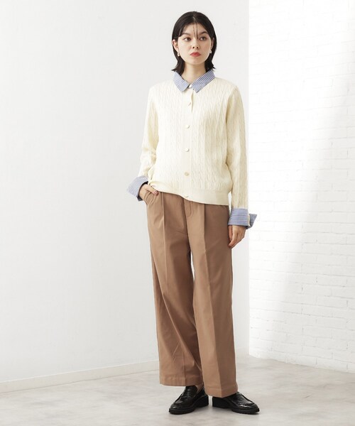THE SHOP TK （ザ ショップ ティーケー ）の「【着るだけでコーデ完成】シャツレイヤード風 ケーブルニット（ニット/セーター・レディース・ネイビー/アイボリー/グレー・13/12）」の20枚目の写真