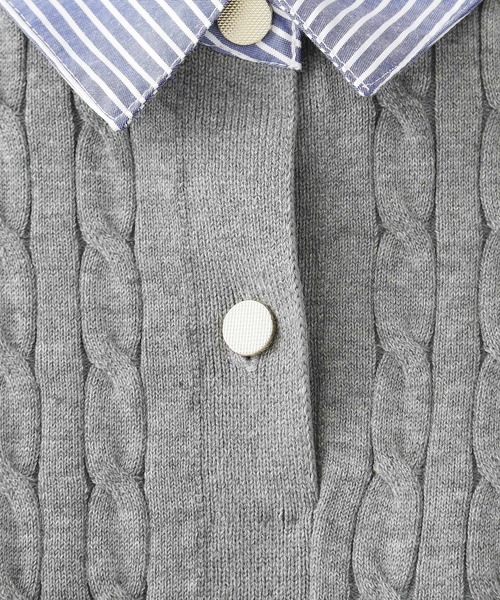 THE SHOP TK （ザ ショップ ティーケー ）の「【着るだけでコーデ完成】シャツレイヤード風 ケーブルニット（ニット/セーター・レディース・ネイビー/アイボリー/グレー・13/12）」の15枚目の写真