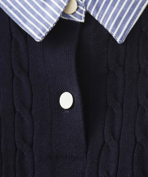 THE SHOP TK （ザ ショップ ティーケー ）の「【着るだけでコーデ完成】シャツレイヤード風 ケーブルニット（ニット/セーター・レディース・ネイビー/アイボリー/グレー・13/12）」の7枚目の写真