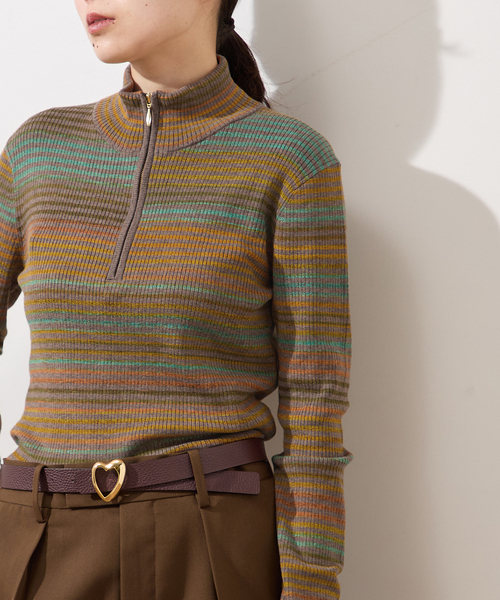 journal standard L'essage(ジャーナルスタンダードレサージュ)の「ハイゲージリブZIPプルオーバー(ニット/セーター・レディース・チャコールグレー/その他16・FREE)」の2枚目の写真