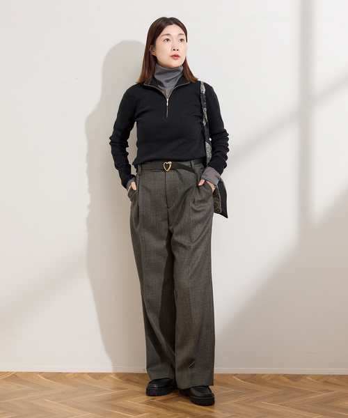 journal standard L'essage(ジャーナルスタンダードレサージュ)の「ハイゲージリブZIPプルオーバー(ニット/セーター・レディース・チャコールグレー/その他16・FREE)」の3枚目の写真