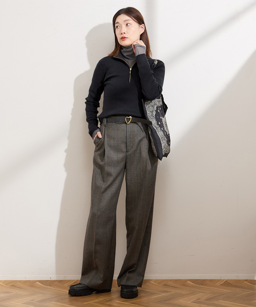 journal standard L'essage(ジャーナルスタンダードレサージュ)の「ハイゲージリブZIPプルオーバー(ニット/セーター・レディース・チャコールグレー/その他16・FREE)」の4枚目の写真