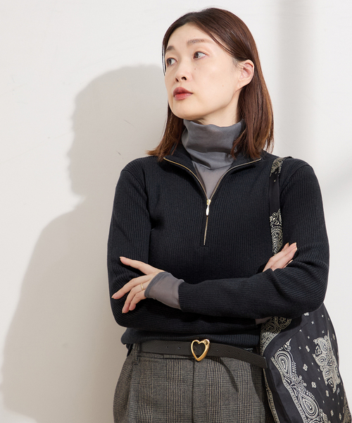 journal standard L'essage(ジャーナルスタンダードレサージュ)の「ハイゲージリブZIPプルオーバー(ニット/セーター・レディース・チャコールグレー/その他16・FREE)」の6枚目の写真