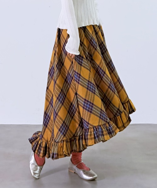 mul.（ムル）の「SK　AW裾フリルロングスカート（スカート・レディース・ネイビー/ブルー/レッド/イエロー・FREE）」の3枚目の写真