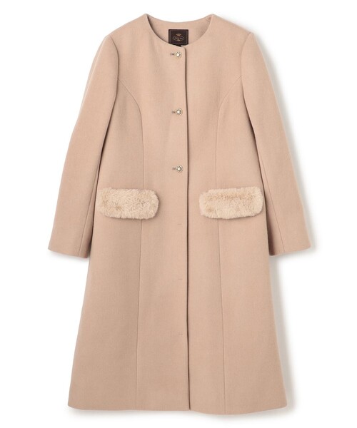TOCCA(トッカ)の「FUR BOX ウールコート(ノーカラーコート・レディース・ネイビー系/ブラウン系・0/2/4/6)」の7枚目の写真