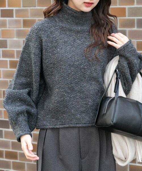 ITEMS URBANRESEARCH（アイテムズ アーバンリサーチ）の「ネップハイネックニットプルオーバー（ニット/セーター・レディース・チャコールグレー/ライトグレー/レッド/ブルー・FREE）」の2枚目の写真