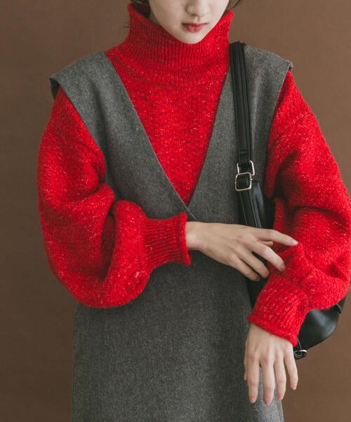 ITEMS URBANRESEARCH（アイテムズ アーバンリサーチ）の「ネップハイネックニットプルオーバー（ニット/セーター・レディース・チャコールグレー/ライトグレー/レッド/ブルー・FREE）」の10枚目の写真
