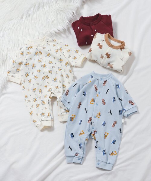 apres les cours（アプレレクール）の「【WEB限定】裏毛4柄カバーオール（ロンパース・キッズ・アイボリー/サックスブルー/ブラウン/レッド・70/80/60）」の7枚目の写真