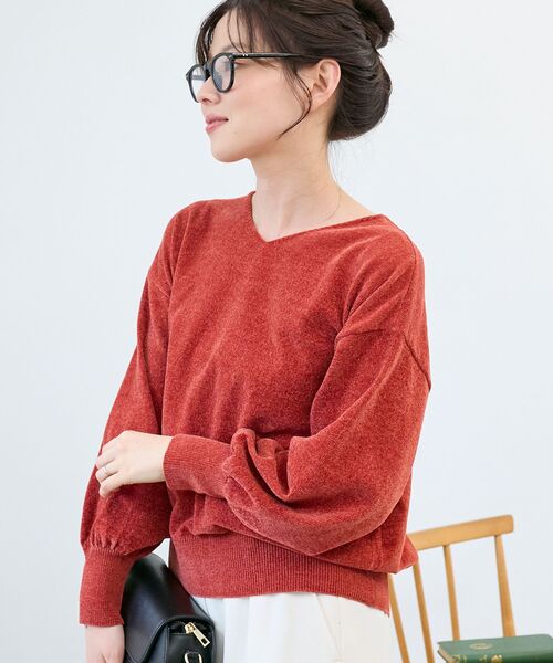 le.coeur blanc(ルクールブラン)の「モールヤーンVネックプルオーバー(ニット/セーター・レディース・オレンジ/ブラウン/ライトベージュ・38)」の12枚目の写真