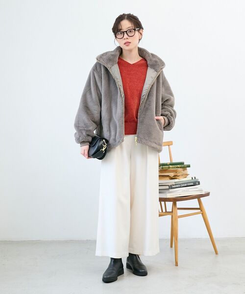 le.coeur blanc(ルクールブラン)の「モールヤーンVネックプルオーバー(ニット/セーター・レディース・オレンジ/ブラウン/ライトベージュ・38)」の19枚目の写真