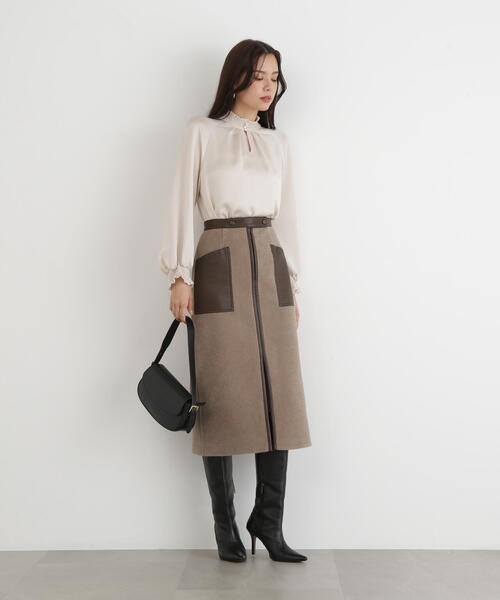 セール】◇シャーリングネックギャザーブラウス（シャツ/ブラウス