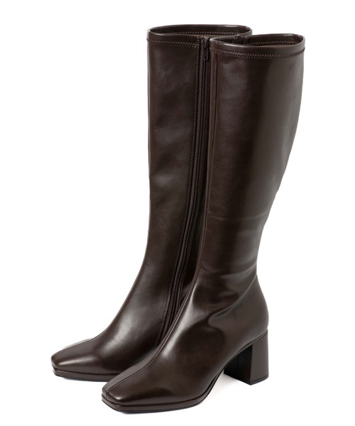 REZOY（リゾイ）の「【25AW新作】【REZOY】センターシームスクエアトゥストレッチロングブーツ（ブーツ・レディース・ダークブラウン/アイボリー/ブラック・S/M/L/LL）」の12枚目の写真