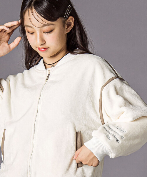 ZIDDY（ジディ）の「【 ニコ☆プチ 掲載 】リバーシブルブルゾン(130~160cm)（スタジャン・キッズ・ブラック/オフホワイト・150cm/FREE/130cm/140cm）」の19枚目の写真