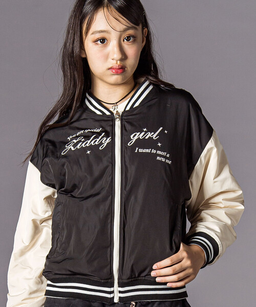 ZIDDY（ジディ）の「【 ニコ☆プチ 掲載 】リバーシブルブルゾン(130~160cm)（スタジャン・キッズ・ブラック/オフホワイト・150cm/FREE/130cm/140cm）」の20枚目の写真