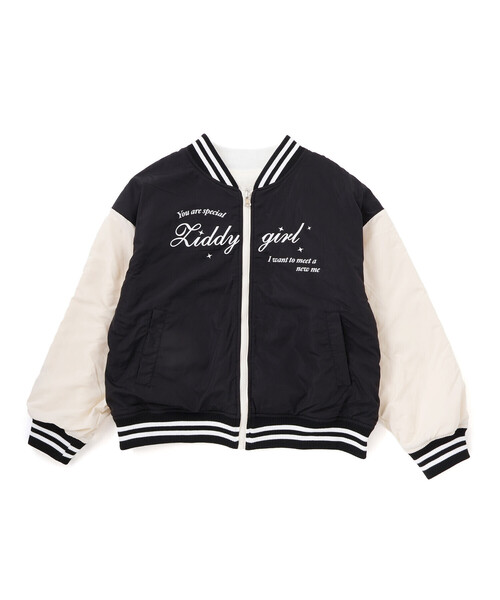 ZIDDY（ジディ）の「【 ニコ☆プチ 掲載 】リバーシブルブルゾン(130~160cm)（スタジャン・キッズ・ブラック/オフホワイト・150cm/FREE/130cm/140cm）」の13枚目の写真