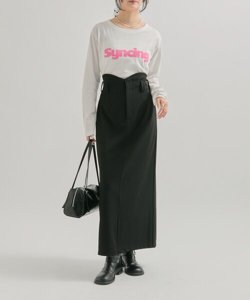 mystic（ミスティック）の「ロゴチビロングTシャツ（Tシャツ/カットソー・レディース・オフホワイト/ピンク・FREE）」の3枚目の写真