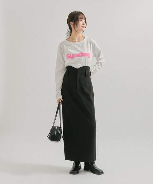 mystic（ミスティック）の「ロゴチビロングTシャツ（Tシャツ/カットソー・レディース・オフホワイト/ピンク・FREE）」の4枚目の写真