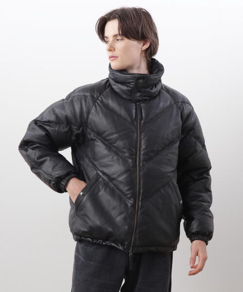 MANASTASH(マナスタッシュ)の「MANASTASH/マナスタッシュ V LEATHER DOWN JACKET/ Vレザーダウンジャケット(ダウンジャケット/コート・メンズ・ブラック・L/XL/M)」の3枚目の写真