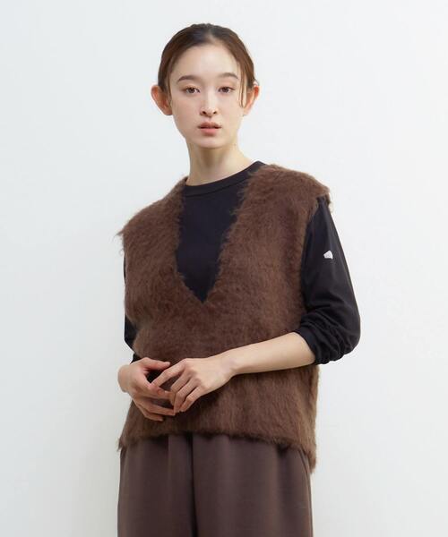 LOGEMENT DE CLAIRE（ロジュモンドクレール）の「ロングシャギーVベスト（ベスト・レディース・グレー/ライトグレー/モスグリーン/ブラウン・FREE）」の4枚目の写真