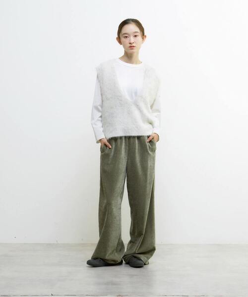 LOGEMENT DE CLAIRE（ロジュモンドクレール）の「ロングシャギーVベスト（ベスト・レディース・グレー/ライトグレー/モスグリーン/ブラウン・FREE）」の5枚目の写真