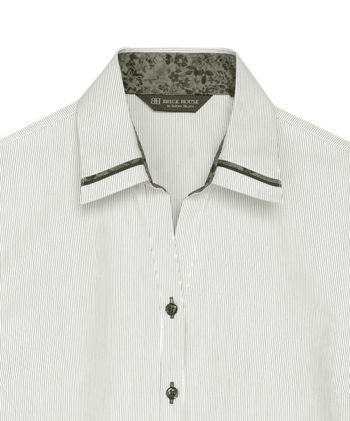 TOKYO SHIRTS（トウキョウシャツ）の「【透け防止】 形態安定ノンアイロン スキッパー 長袖ビジネスワイシャツ（ビジネスシャツ・レディース・グレー・S/M/L/LL/XL）」の3枚目の写真