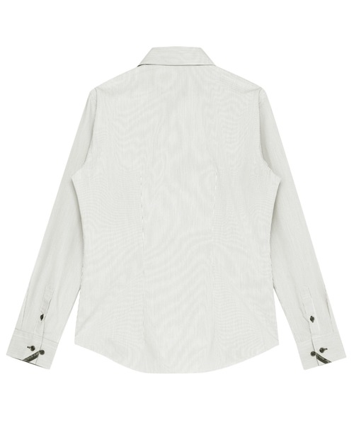 TOKYO SHIRTS（トウキョウシャツ）の「【透け防止】 形態安定ノンアイロン スキッパー 長袖ビジネスワイシャツ（ビジネスシャツ・レディース・グレー・S/M/L/LL/XL）」の2枚目の写真