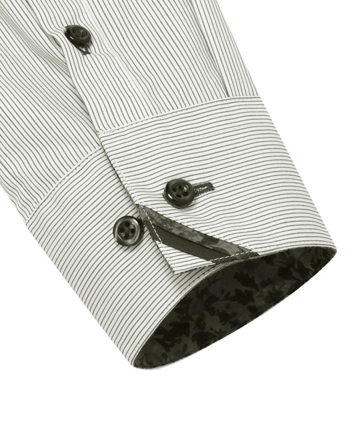 TOKYO SHIRTS（トウキョウシャツ）の「【透け防止】 形態安定ノンアイロン スキッパー 長袖ビジネスワイシャツ（ビジネスシャツ・レディース・グレー・S/M/L/LL/XL）」の4枚目の写真