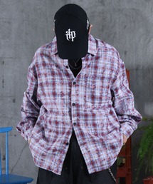 ILL'S | グランジ加工 チェックシャツ メンズ レディース ユニセックス(シャツ/ブラウス)