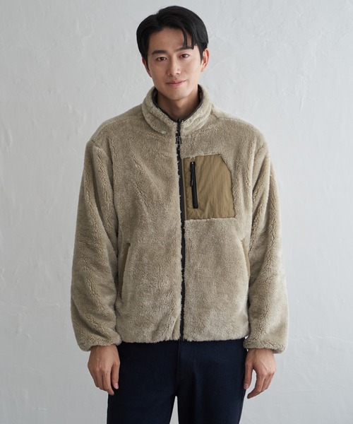 ikka（イッカ）の「【2WAY】リバーシブルナイロンフリースブルゾン（ブルゾン・メンズ・ベージュ/レンガ/カーキ/ブラック・M/L/XL/S）」の21枚目の写真