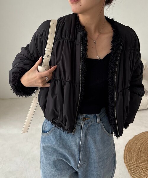 CAPRICIEUX LE'MAGE（カプリシューレマージュ）の「【リバーシブル】〈C.L〉ボアリバショートジャケット（ブルゾン・レディース・ホワイト系その他/ブラック・FREE）」の19枚目の写真