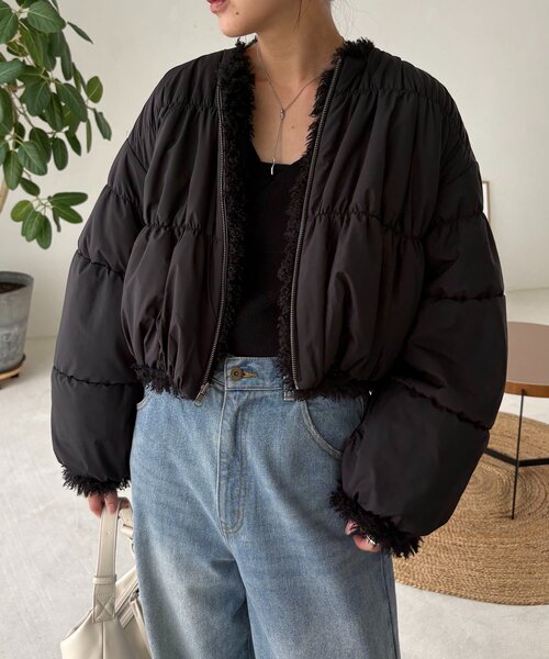 CAPRICIEUX LE'MAGE（カプリシューレマージュ）の「【リバーシブル】〈C.L〉ボアリバショートジャケット（ブルゾン・レディース・ホワイト系その他/ブラック・FREE）」の21枚目の写真