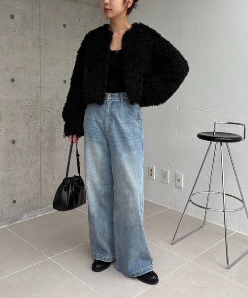 CAPRICIEUX LE'MAGE（カプリシューレマージュ）の「【リバーシブル】〈C.L〉ボアリバショートジャケット（ブルゾン・レディース・ホワイト系その他/ブラック・FREE）」の22枚目の写真