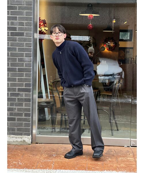 セール】ツーピンタックワイドスラックス[グレー]（スラックス