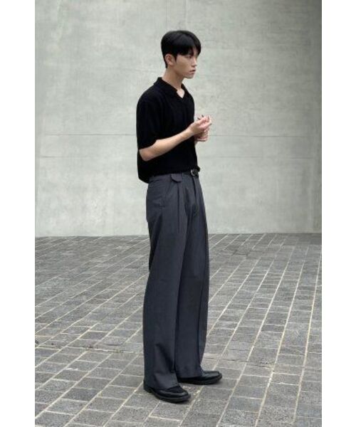 セール】ツーピンタックワイドスラックス[グレー]（スラックス