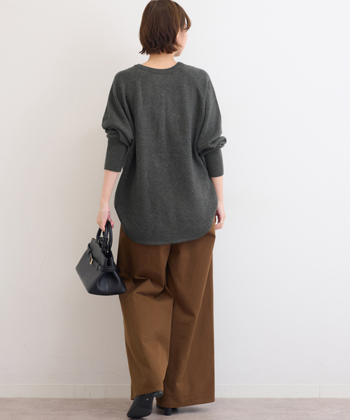 JOURNAL STANDARD relume（ジャーナルスタンダード　レリューム）の「《追加2》ウールミックス2WAYビッグプルオーバー（ニット/セーター・レディース・ブラウン/チャコールグレー/グレー系その他/レッド・FREE）」の7枚目の写真