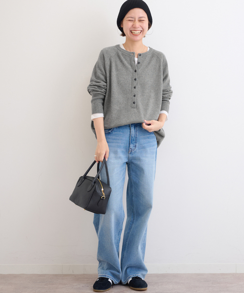 JOURNAL STANDARD relume（ジャーナルスタンダード　レリューム）の「《追加2》ウールミックス2WAYビッグプルオーバー（ニット/セーター・レディース・ブラウン/チャコールグレー/グレー系その他/レッド・FREE）」の13枚目の写真