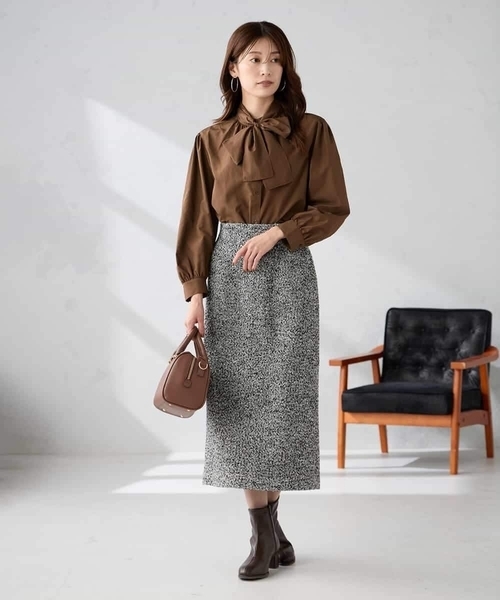 a.v.v（アーヴェヴェ）の「ロービングツイードナロースカート（スカート・レディース・チャコールグレー/ブラック・36/38/40）」の7枚目の写真