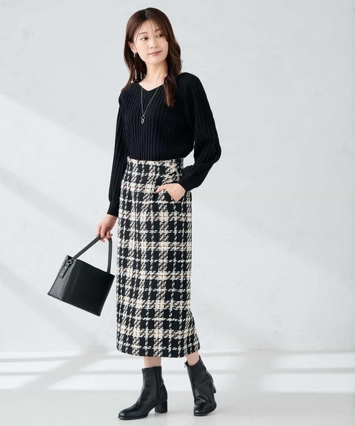 a.v.v（アーヴェヴェ）の「ロービングツイードナロースカート（スカート・レディース・チャコールグレー/ブラック・36/38/40）」の20枚目の写真