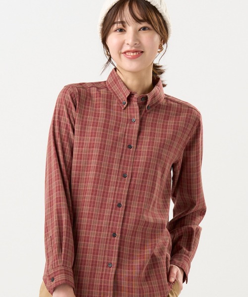 TOKYO SHIRTS(トウキョウシャツ)の「ボタンダウンチェックシャツ(シャツ/ブラウス・レディース・ネイビー/エンジ・M/L/LL)」の2枚目の写真