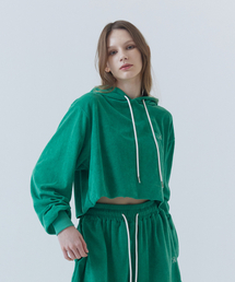 SALT AND CHOCOLATE（ソルトアンドチョコレート）の「SAC Terry Crop Hoodie Green 4W232Y001（パーカー・レディース）」