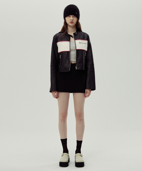 SINOON（シヌーン）の「FAUX LEATHER SLIM BIKER JACKET（ライダースジャケット・レディース・ブラック・FREE）」の2枚目の写真